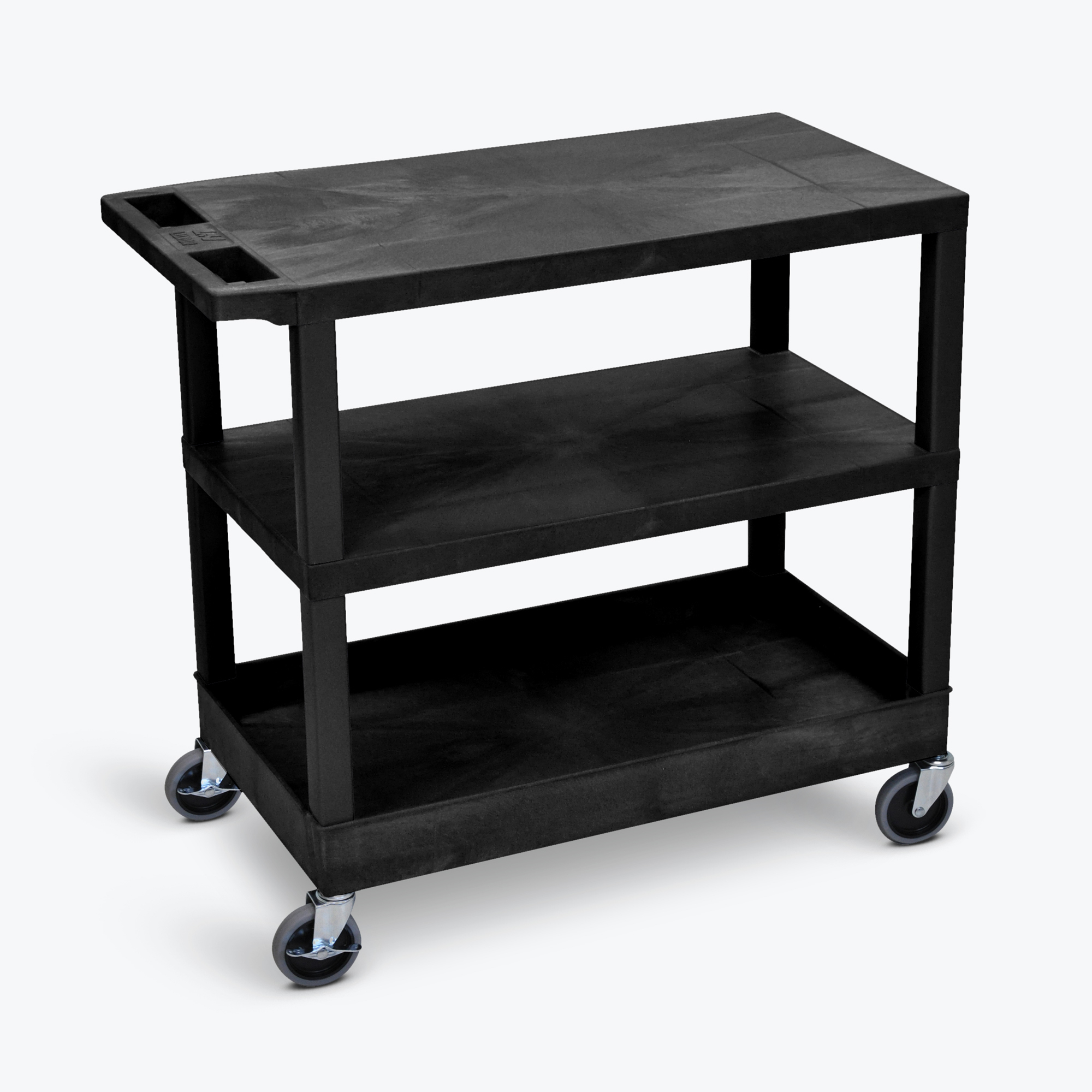 Luxor Utility Cart — 32in. x 18in., Two Flat Shelves, One Tub Shelf, 400-Lb. Capacity, Model# EC221-B